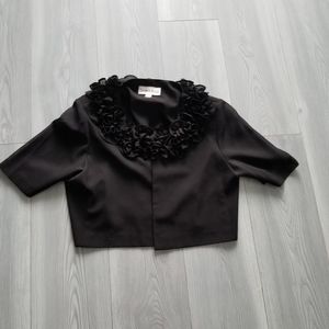 Black lace ruffle neck bolero